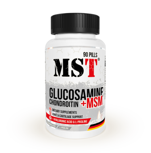 Glucosamine Chondroitin+MSM+Hyaluronic Acid+L-Proline MST Nutrition, 90 капсул 
Glucosamine Chondroitin+MSM+Hyaluronic Acid+L-Proline MST Nutrition, 90 капсул