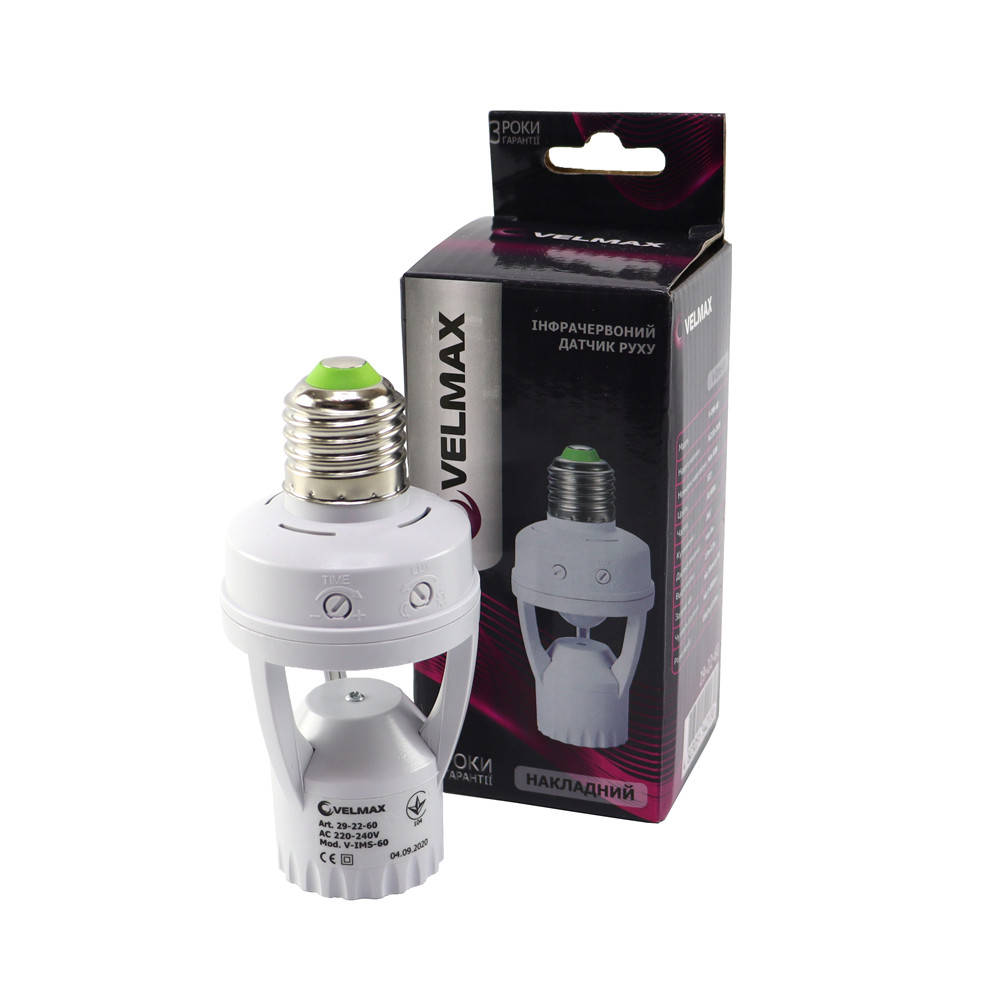 Датчик движения в патрон, угол 360 ° VELMAX V-ИМS-60 AC220-240V (ST451B), цокольный датчик движения
Датчик движения в патрон, угол 360 ° VELMAX V-ИМS-60 AC220-240V (ST451B), цокольный датчик движения