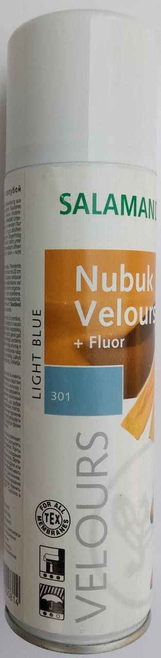 Аэрозольная краска светло голубая "Nubuk Velours" Salamander для нубука, велюра и замши
Аэрозольная краска светло голубая "Nubuk Velours" Salamander для нубука, велюра и замши