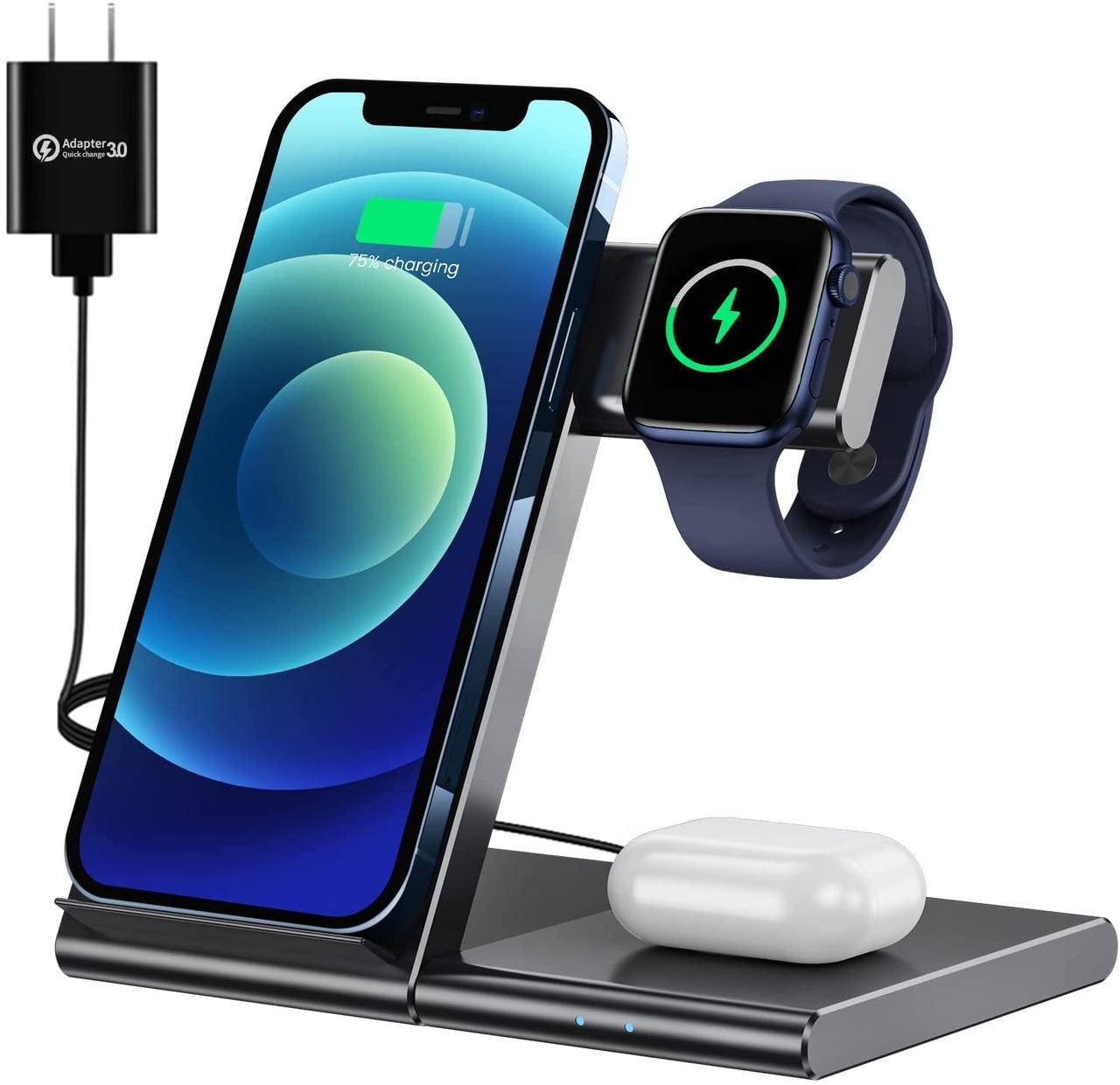 Беспроводное индукционное зарядное устройство 3 в 1 для Iphone AirPods Apple Watch зарядная станция
Беспроводное индукционное зарядное устройство 3 в 1 для Iphone AirPods Apple Watch зарядная станция