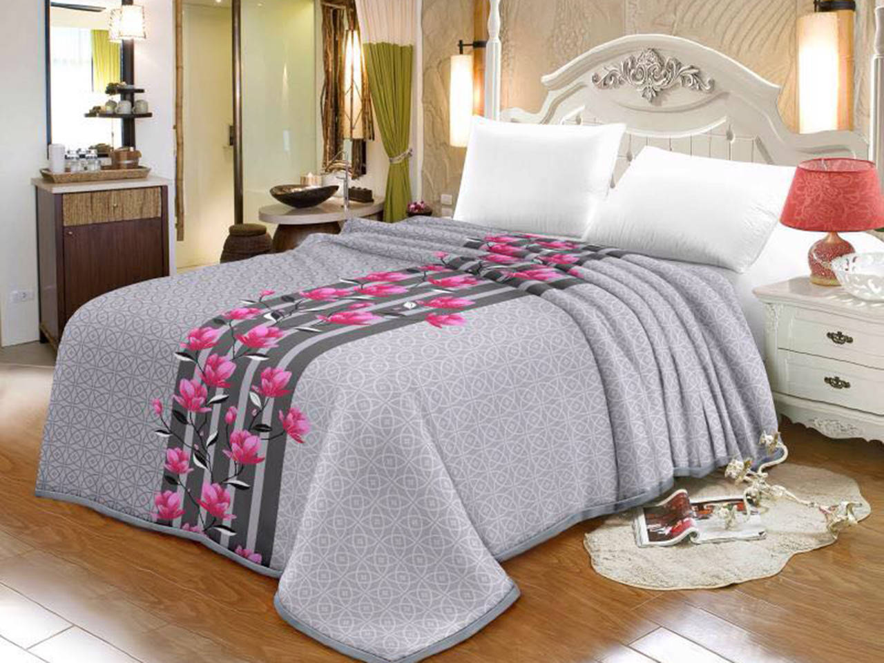 Плед облегченный из микрофибры "Розовые цветы, серый" (200х220)
Плед облегченный из микрофибры "Розовые цветы, серый" (200х220)