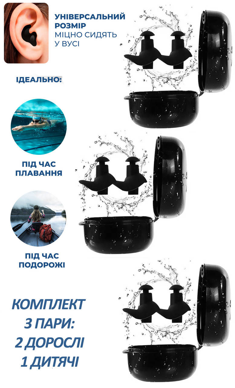 Беруши для взрослых и детей VelaSport Комплект 3 пары универсальные 32дБ многоразовые затычки в уши Черный
Беруши для взрослых и детей VelaSport Комплект 3 пары универсальные 32дБ многоразовые затычки в уши Черный