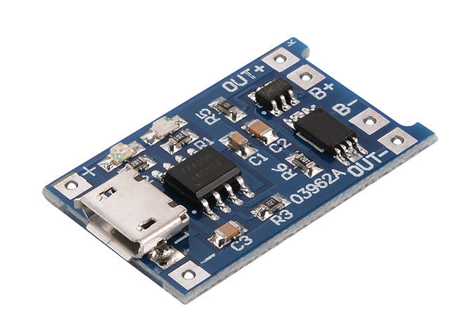 USB зарядное устройство для лит. батарей 3,7В, Imax 1A, TP4056 с защитой батареи, разьем microUSB
USB зарядное устройство для лит. батарей 3,7В, Imax 1A, TP4056 с защитой батареи, разьем microUSB