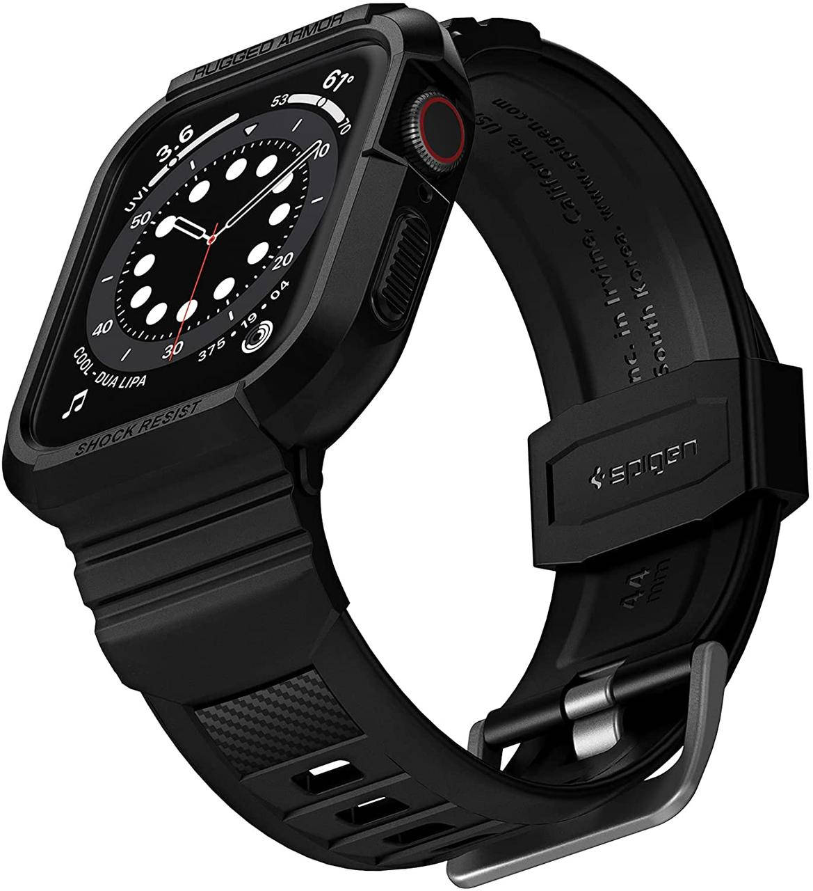Чехол с ремешком Spigen Rugged Armor Pro для Apple Watch 44/45 mm Series 7/6/SE/5/4 - Черный
Чехол с ремешком Spigen Rugged Armor Pro для Apple Watch 44/45 mm Series 7/6/SE/5/4 - Черный