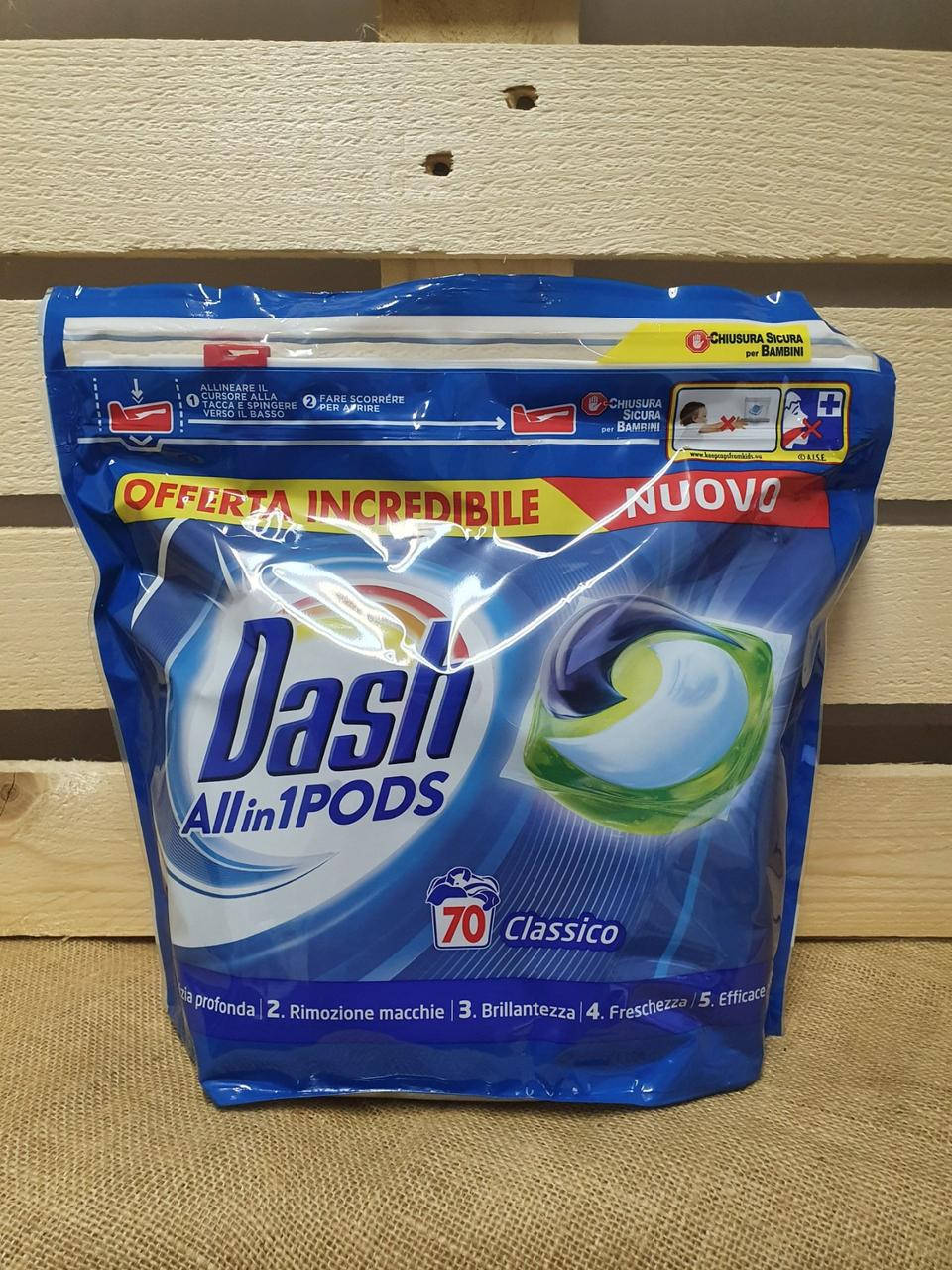 Капсулы для стирки Dash PODS 3in1 Classic Универсал Италия 70 шт 
Капсулы для стирки Dash PODS 3in1 Classic Универсал Италия 70 шт