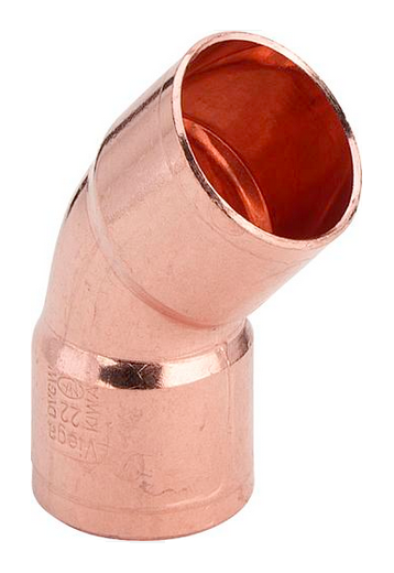 Колено медное ∅15 двухраструбное 45° (100483) Viega 
Колено медное ∅15 двухраструбное 45° (100483) Viega