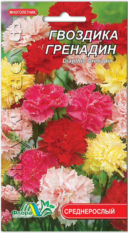 Семена цветов Гвоздика Гренадин Флора маркет, Разные цвета 
Семена цветов Гвоздика Гренадин Флора маркет, Разные цвета