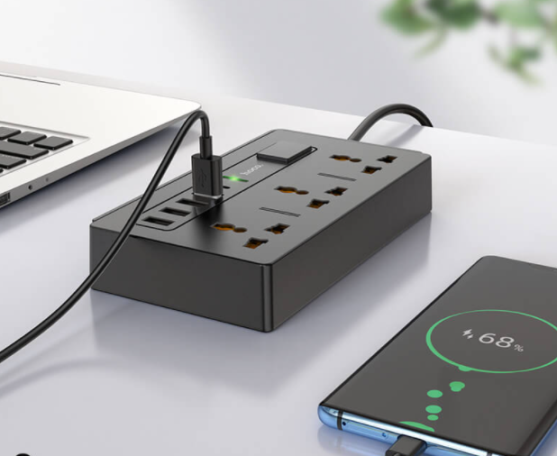 Удлинитель сетевой 1.5 метра HOCO DC15 |2500W 2m EU plug 4USB 3 Sockets QC3.0 3A/30W| Черный
Удлинитель сетевой 1.5 метра HOCO DC15 |2500W 2m EU plug 4USB 3 Sockets QC3.0 3A/30W| Черный