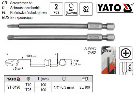 Насадка отвертки бита YATO Польша TORX SECURITY 1/4" T10/T25 l=100 мм 2 штуки YT-0490
Насадка отвертки бита YATO Польша TORX SECURITY 1/4" T10/T25 l=100 мм 2 штуки YT-0490
