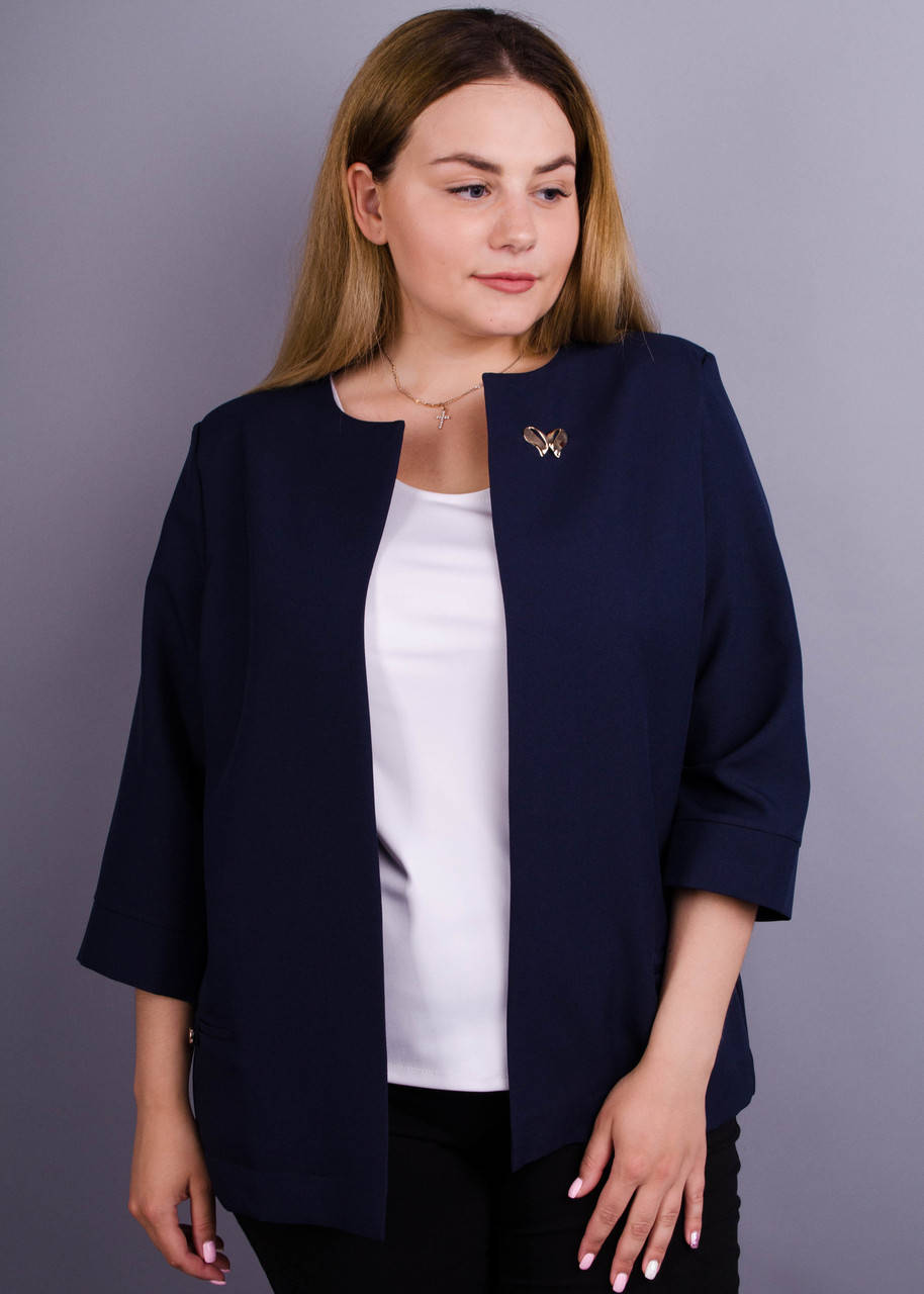 Омега. Офісний жіночий жакет великих розмірів. Синій., Синий
Омега. Офісний жіночий жакет великих розмірів. Синій., Синий