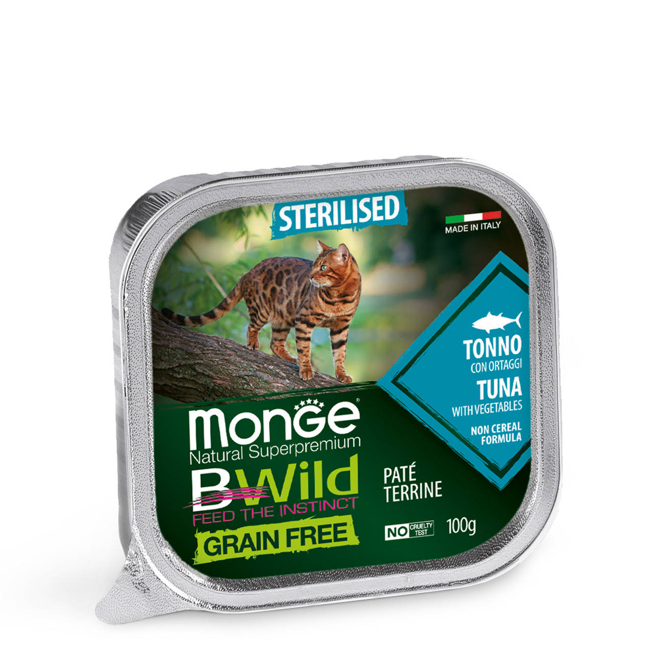 MONGE BWILD CAT Sterilised Беззерновой паштет из тунца с овощами для стерилизованных кошек 100 гр
MONGE BWILD CAT Sterilised Беззерновой паштет из тунца с овощами для стерилизованных кошек 100 гр