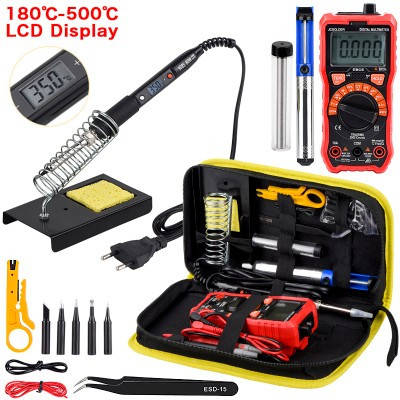 Паяльный набор с ЖК дисплеем + Мультиметр JCD 908S 80W в футляре + паяльная станция с мультиметром Черный
Паяльный набор с ЖК дисплеем + Мультиметр JCD 908S 80W в футляре + паяльная станция с мультиметром Черный