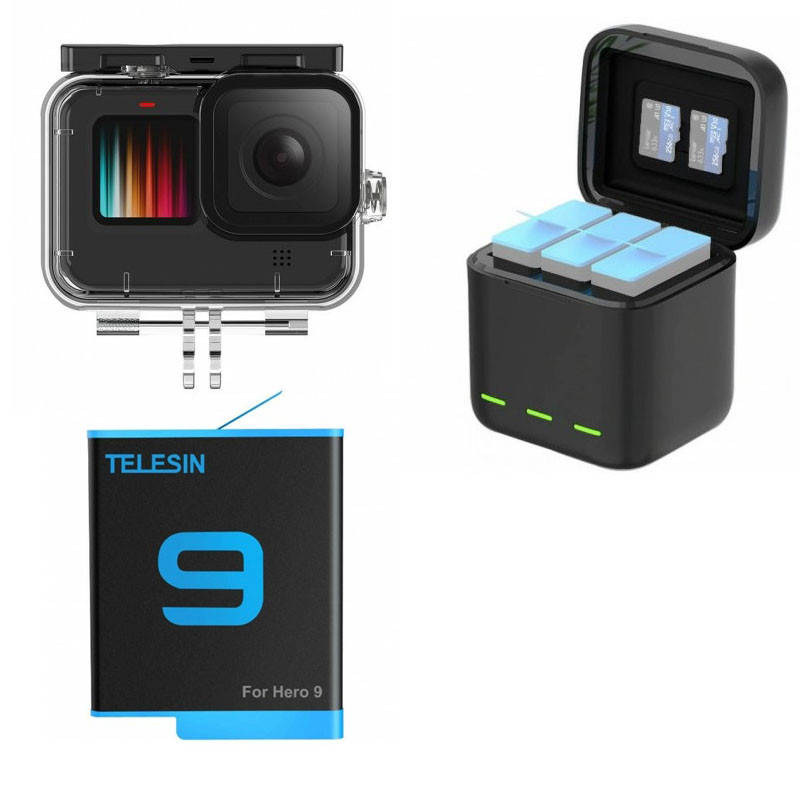 Комплект аксессуаров для Gopro 10/9 (защитный бокс для gopro,зарядное устройство, аккумулятор) Telesin
Комплект аксессуаров для Gopro 10/9 (защитный бокс для gopro,зарядное устройство, аккумулятор) Telesin