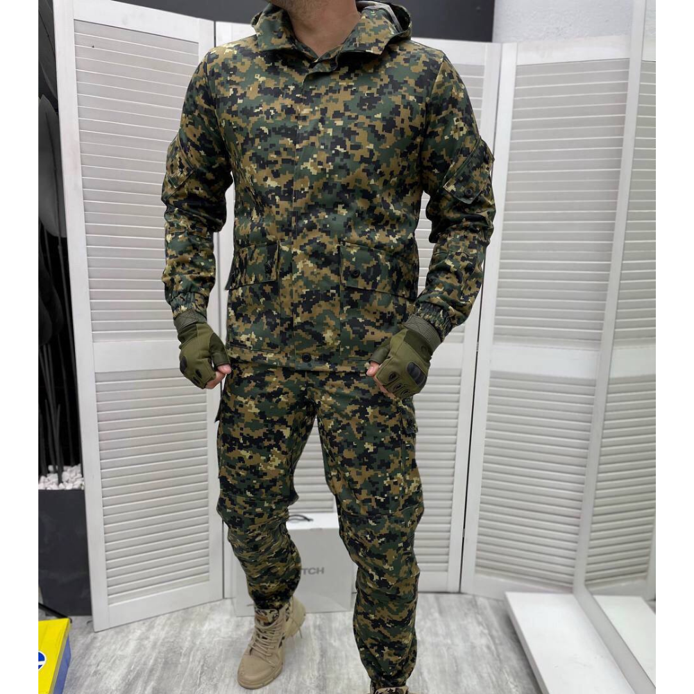 Костюм тактический маскировочный пиксель с капюшоном военная форма летний манжеты на резинках, Хаки
Костюм тактический маскировочный пиксель с капюшоном военная форма летний манжеты на резинках, Хаки