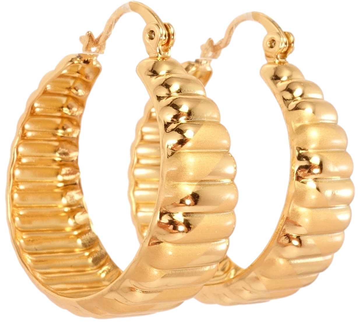 Серьги Xuping Позолота 18K замок-булавка "Декоративный орнамент с напылением" ø 3см