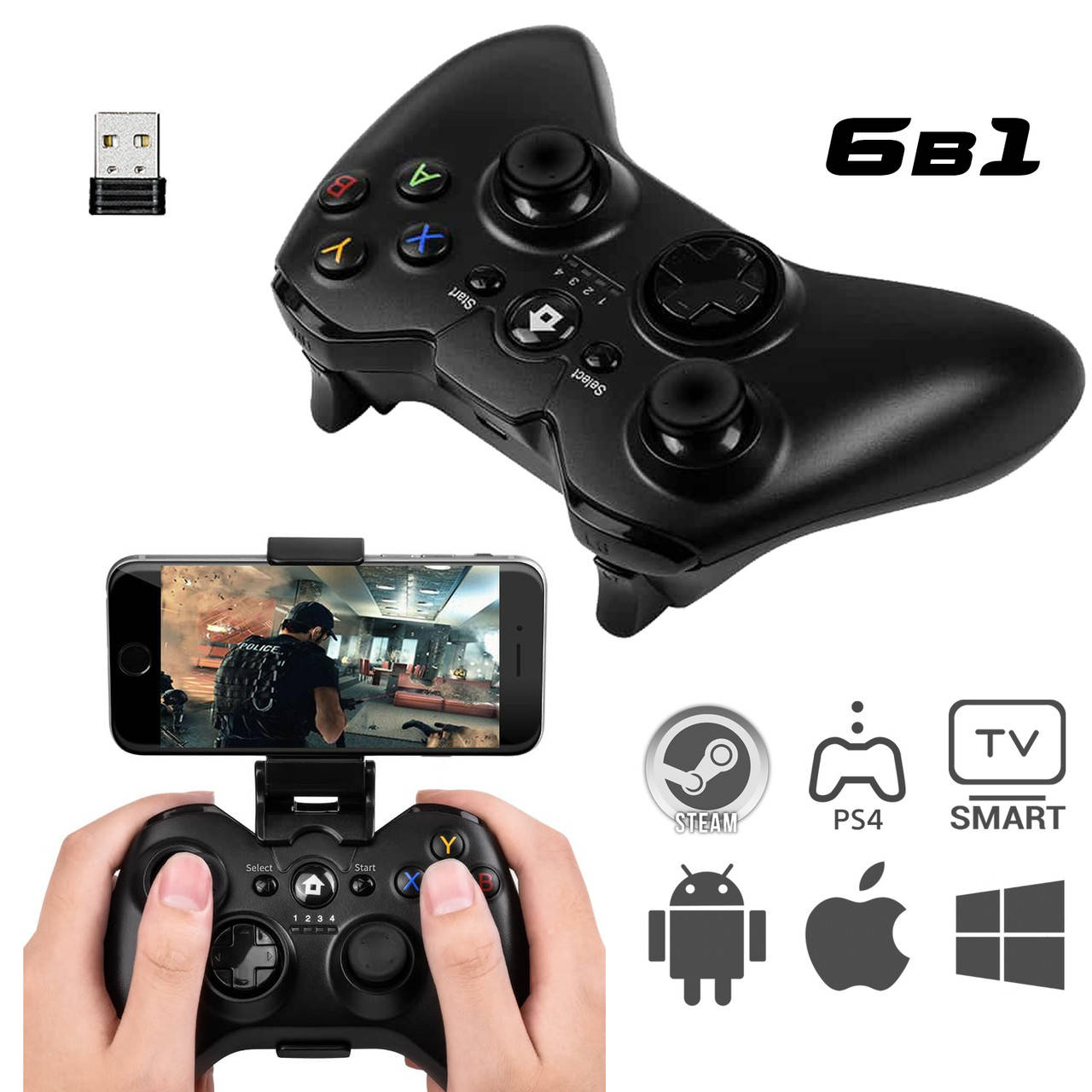 Беспроводной джойстик 6в1 Bluetooth геймпад для Steam/ PS4/ iOS/ Android/ Computer/ SmartTV ANS
Беспроводной джойстик 6в1 Bluetooth геймпад для Steam/ PS4/ iOS/ Android/ Computer/ SmartTV ANS