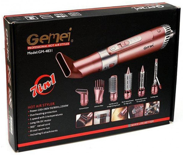Фен для укладки волос с насадками Gemei GM-4831 | Фен-щетка 7в1 | Воздушный стайлер
Фен для укладки волос с насадками Gemei GM-4831 | Фен-щетка 7в1 | Воздушный стайлер