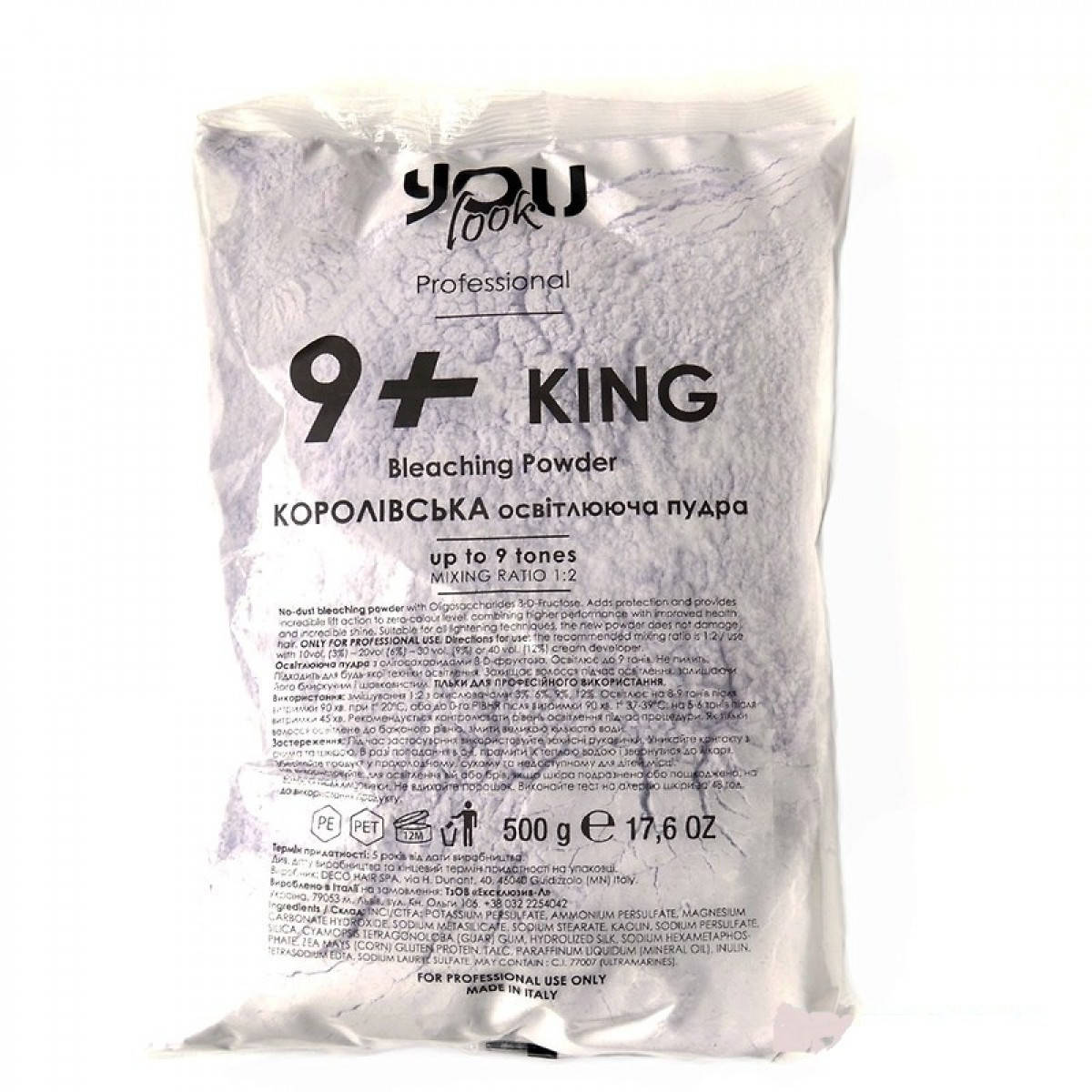 Пудра осветляющая до 9+ тонов интенсивно фиолетовая "Королевская" You Look Professional King Bleaching Powder
Пудра осветляющая до 9+ тонов интенсивно фиолетовая "Королевская" You Look Professional King Bleaching Powder