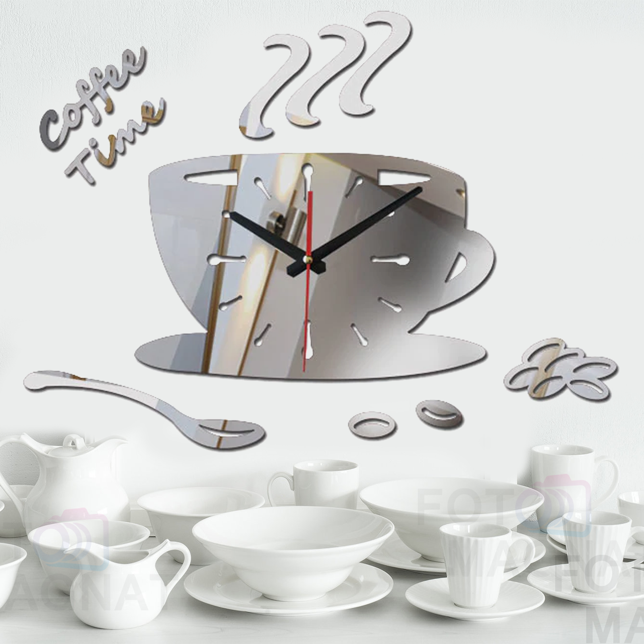Настенные часы на кухню, 3D часы для кухни или кофейни "Coffee Time"- с зеркальным эффектом 50 х 40 см Серебро
Настенные часы на кухню, 3D часы для кухни или кофейни "Coffee Time"- с зеркальным эффектом 50 х 40 см Серебро