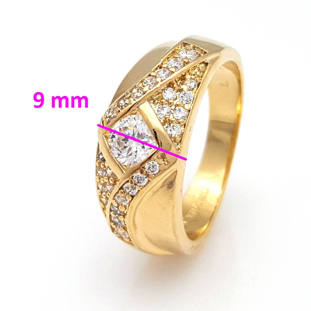 Кольцо Классика, с узором и камнями, p. 17, позолота Xuping, 18К 
Кольцо Классика, с узором и камнями, p. 17, позолота Xuping, 18К