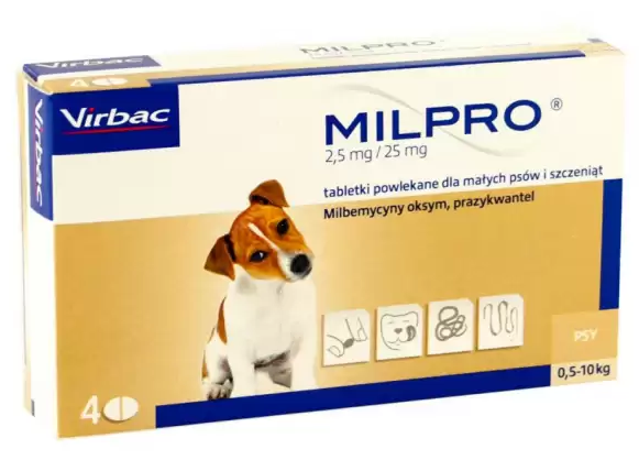 Virbac Milpro (Милпро) Антигельминтные 4 таблетки для щенков и малых пород собак ( до 5кг)
Virbac Milpro (Милпро) Антигельминтные 4 таблетки для щенков и малых пород собак ( до 5кг)