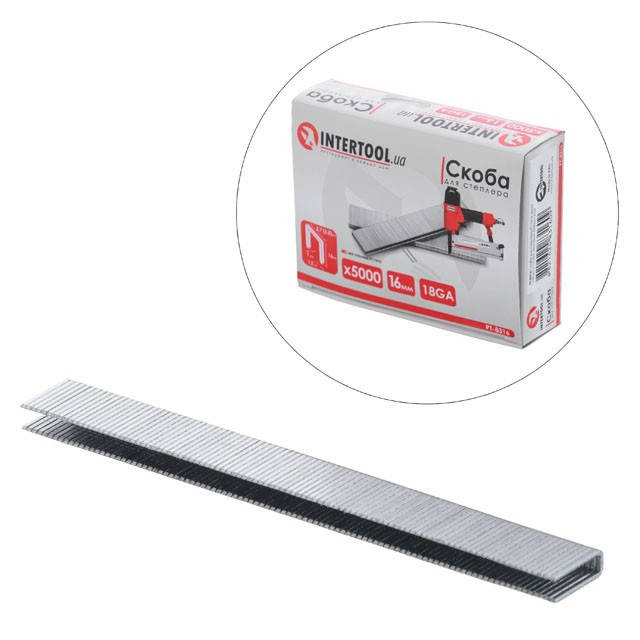 Скоба для степлера РТ-1612 16мм (18GA) 5,7(5,8)x1,25x1,0мм 5000шт/упак INTERTOOL PT-8316
Скоба для степлера РТ-1612 16мм (18GA) 5,7(5,8)x1,25x1,0мм 5000шт/упак INTERTOOL PT-8316