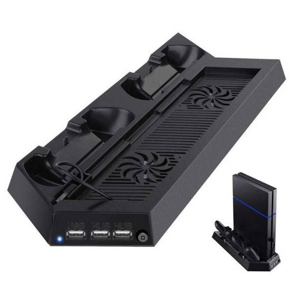Подставка-зарядка + кулер для джостиков PS4, Черный 
Подставка-зарядка + кулер для джостиков PS4, Черный