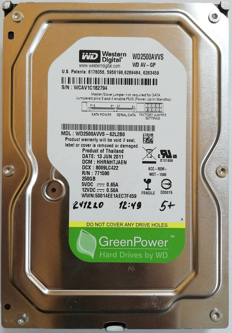 Жесткий диск для компьютера Western Digital AV-GP 250GB 3.5" 8MB 5400rpm 3Gb/s (WD2500AVVS) SATAII Б/У
Жесткий диск для компьютера Western Digital AV-GP 250GB 3.5" 8MB 5400rpm 3Gb/s (WD2500AVVS) SATAII Б/У