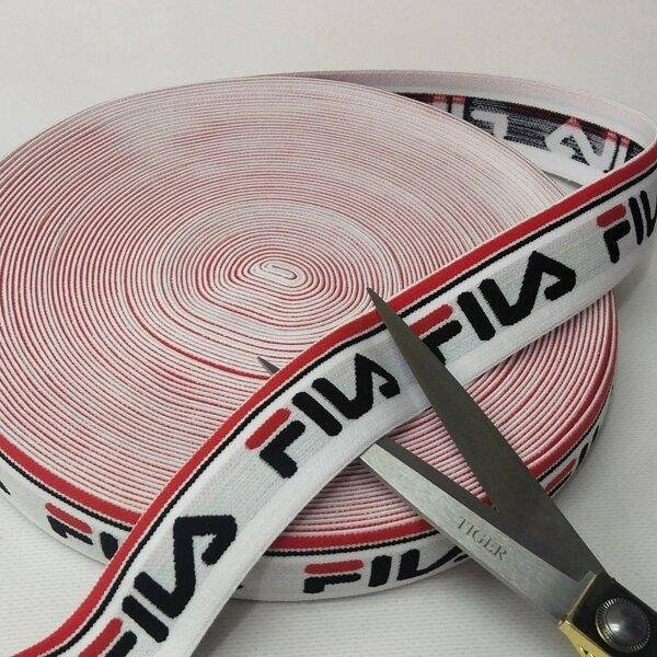 Резинка поясная 3,5см с надписью Fila (СИНДТЕКС-1777), Белый 
Резинка поясная 3,5см с надписью Fila (СИНДТЕКС-1777), Белый