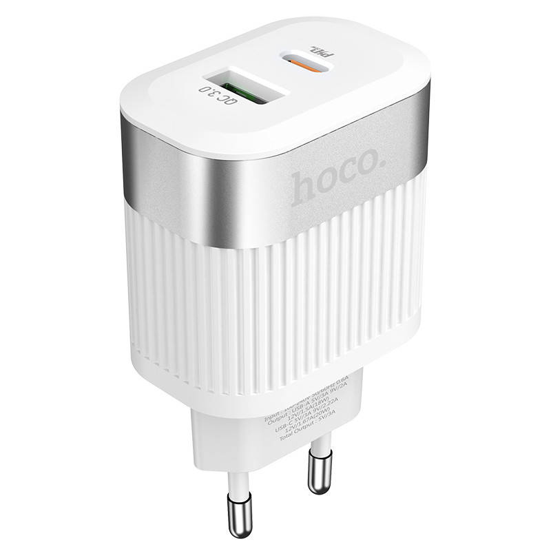 Сетевое зарядное устройство для телефона с быстрой зарядкой HOCO C58A |1USB/1Type-C, QC3.0/PD 20W, 3A| Белый
Сетевое зарядное устройство для телефона с быстрой зарядкой HOCO C58A |1USB/1Type-C, QC3.0/PD 20W, 3A| Белый