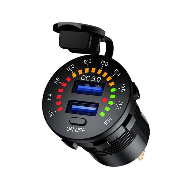 Автомобильное зарядное 2хUSB (12 V - 24 V) Quick Charge 3,0 с ВОЛЬТМЕТРОМ / врезная розетка / адаптер питания
Автомобильное зарядное 2хUSB (12 V - 24 V) Quick Charge 3,0 с ВОЛЬТМЕТРОМ / врезная розетка / адаптер питания
