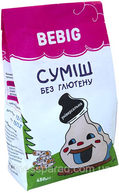 Смесь для выпечки без глютена Универсальная тм Bebig, 450г 
Смесь для выпечки без глютена Универсальная тм Bebig, 450г