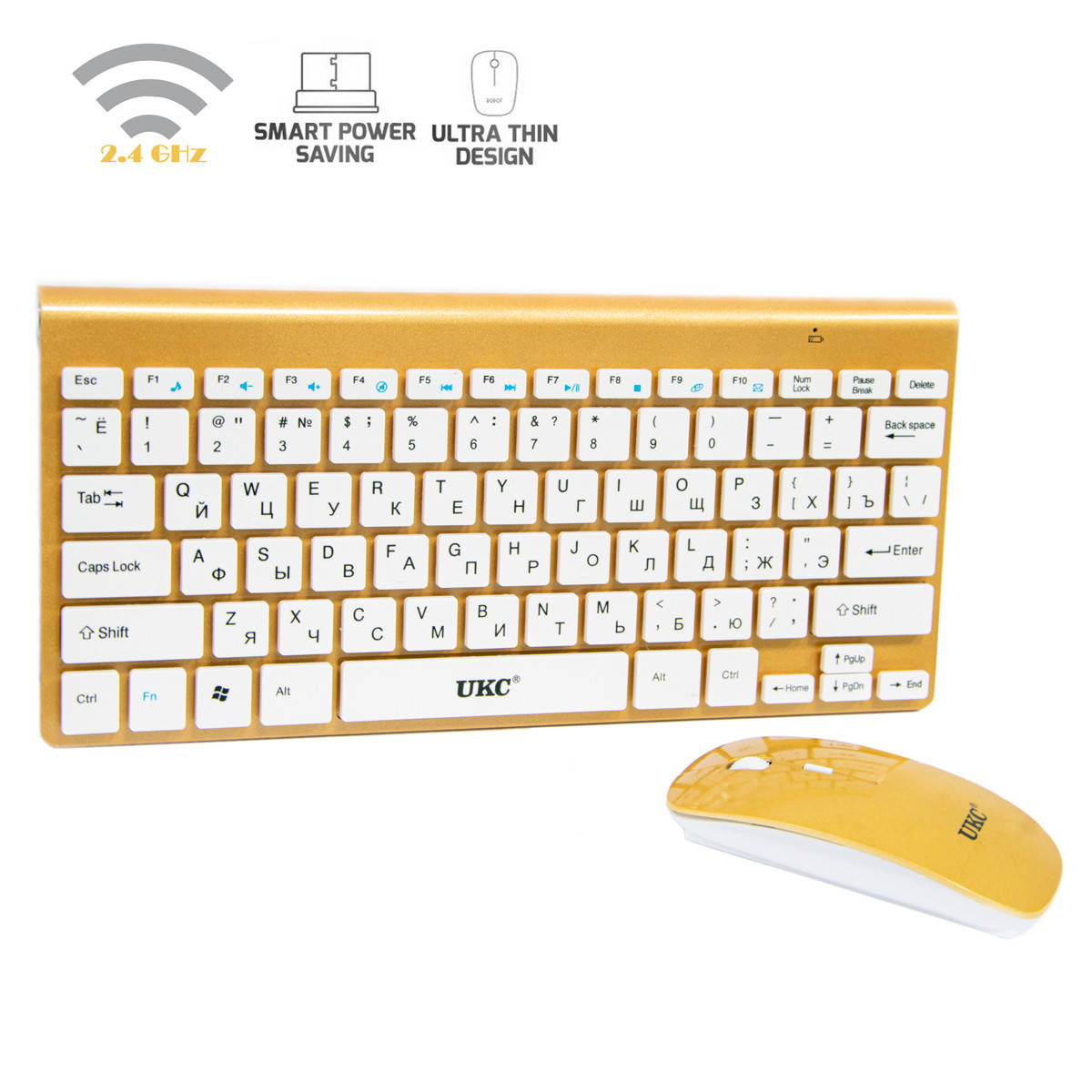 Беспроводная клавиатура и мышь Multimedia Keyboard UKC ZYG-902, Золотистый набор клавиатура мышь мини (NS)
Беспроводная клавиатура и мышь Multimedia Keyboard UKC ZYG-902, Золотистый набор клавиатура мышь мини (NS)