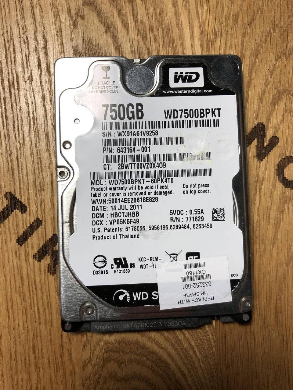 Жесткий диск для ноутбука Western Digital Black Scorpio 750GB 7200rpm 32MB (WD7500BPKT)
Жесткий диск для ноутбука Western Digital Black Scorpio 750GB 7200rpm 32MB (WD7500BPKT)