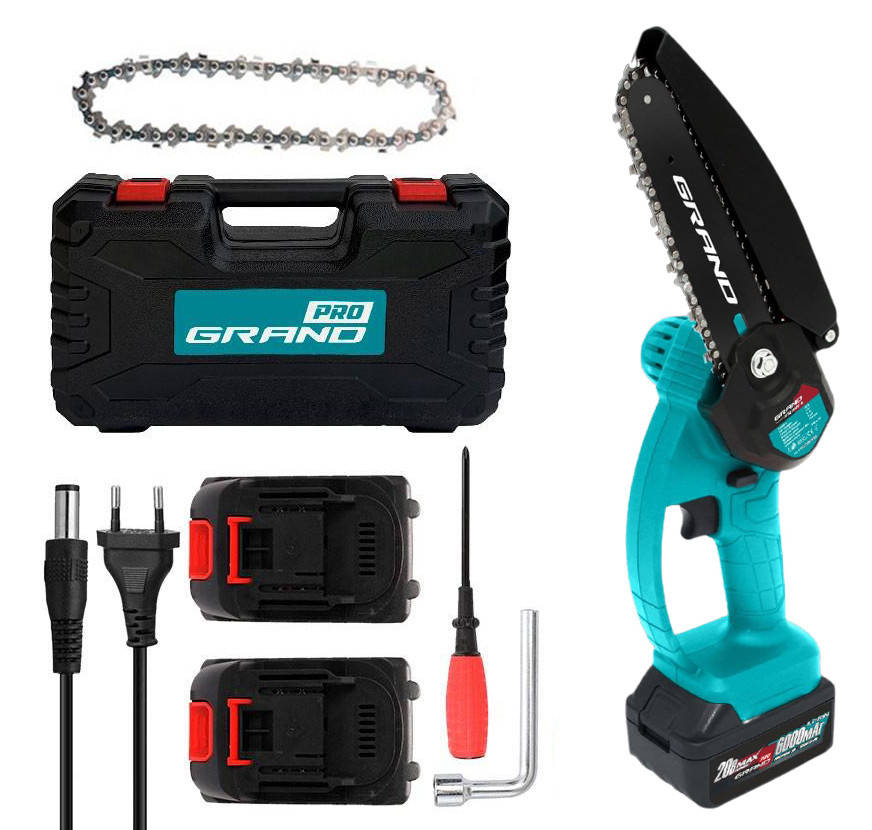 Аккумуляторная цепная пила (сучкорез) GRAND АПЦ-20V/6″-6 PRO (Шина 150 мм, 6 А/ч, 2 аккумулятора, кейс)
Аккумуляторная цепная пила (сучкорез) GRAND АПЦ-20V/6″-6 PRO (Шина 150 мм, 6 А/ч, 2 аккумулятора, кейс)