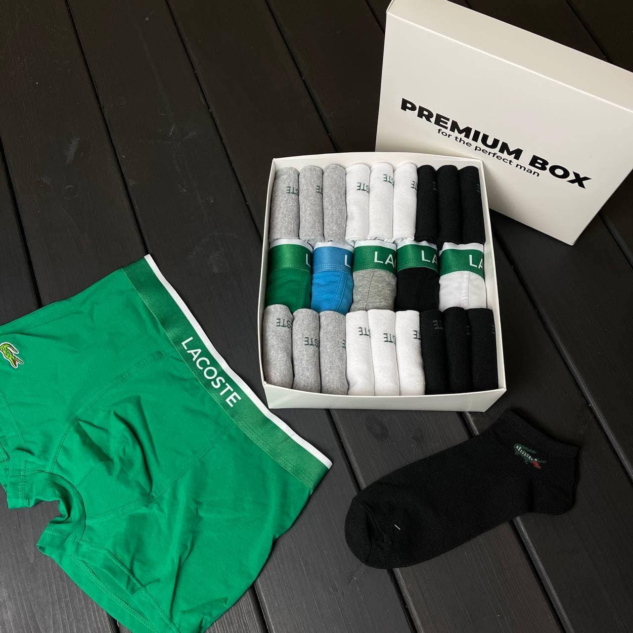 Мужской подарочный набор трусы носки Lacoste 5 шт и 18 пар носков Лакосте хлопок, Разные цвета
Мужской подарочный набор трусы носки Lacoste 5 шт и 18 пар носков Лакосте хлопок, Разные цвета