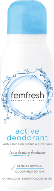 Дезодорант для интимной гигиены с ионами серебра Femfresh Ultimate Care Active Fresh Deodorant 125 мл
Дезодорант для интимной гигиены с ионами серебра Femfresh Ultimate Care Active Fresh Deodorant 125 мл