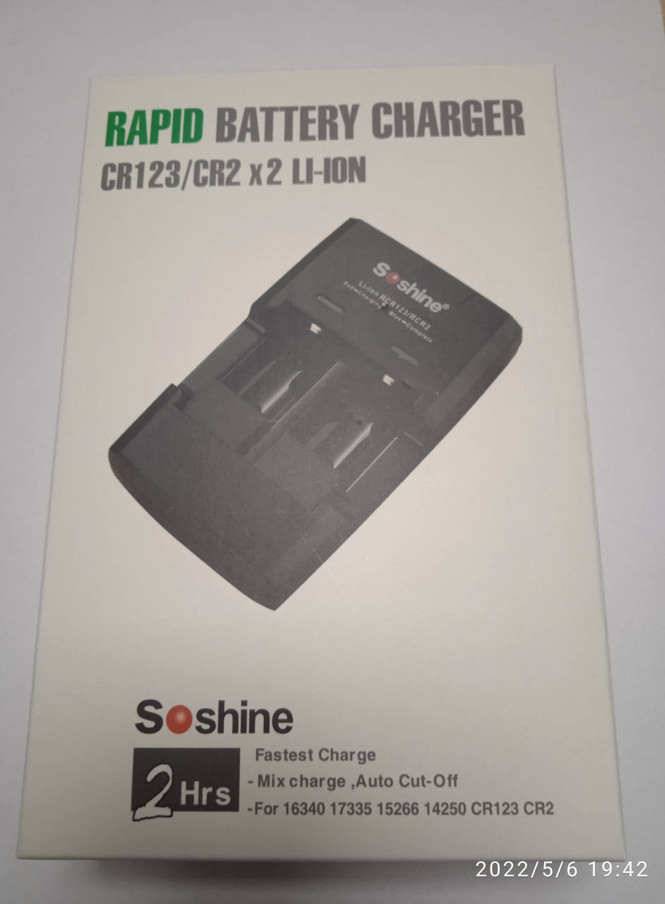 Зарядное устройство Soshine S5 USB для зарядки аккумуляторов RCR123 (16340), RCR2 (15266) 3.7V
Зарядное устройство Soshine S5 USB для зарядки аккумуляторов RCR123 (16340), RCR2 (15266) 3.7V