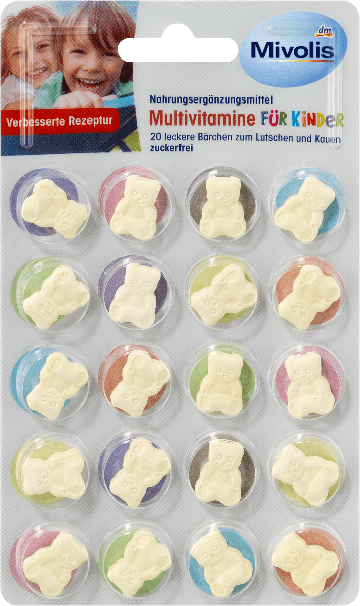 Жевательные мультивитамины для детей от 4 до 7 лет Mivolis Multivitamine für Kinder, 20 шт.
Жевательные мультивитамины для детей от 4 до 7 лет Mivolis Multivitamine für Kinder, 20 шт.