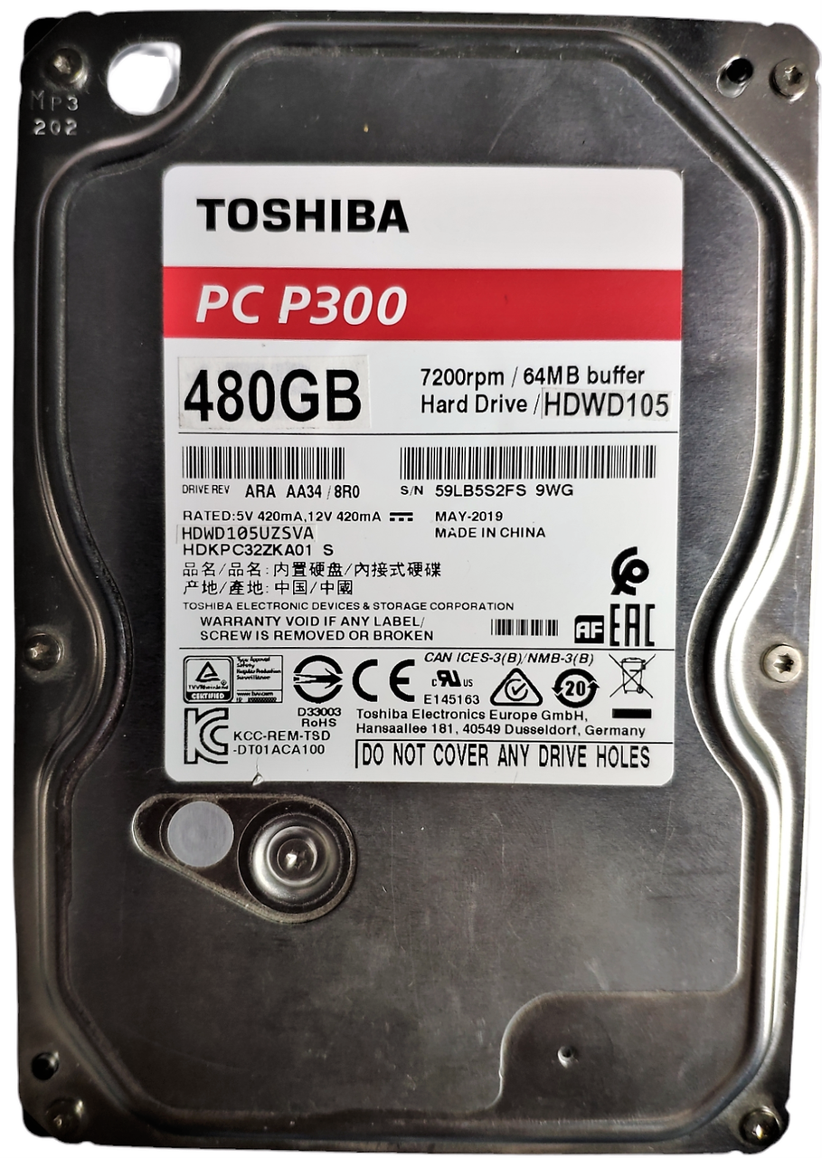 Жесткий диск HDD 480GB 7200rpm 64MB SATA III 3.5 Toshiba P300 HDWD105UZSVA 59LB5S2FS9WG
Жесткий диск HDD 480GB 7200rpm 64MB SATA III 3.5 Toshiba P300 HDWD105UZSVA 59LB5S2FS9WG