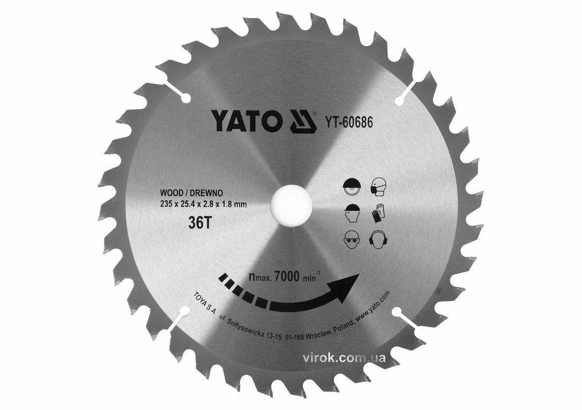 Диск пиляльний победітовий по дереву YATO: 235x25.4x2.8x1.8 мм, 36 зубців, R.P.M до 7000 1/хв
Диск пиляльний победітовий по дереву YATO: 235x25.4x2.8x1.8 мм, 36 зубців, R.P.M до 7000 1/хв