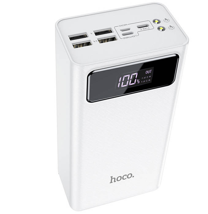 УМБ портативное зарядное Power Bank HOCO General J65B 50000mAh, 4USB, Lightning, Type-C, 2A, белое
УМБ портативное зарядное Power Bank HOCO General J65B 50000mAh, 4USB, Lightning, Type-C, 2A, белое