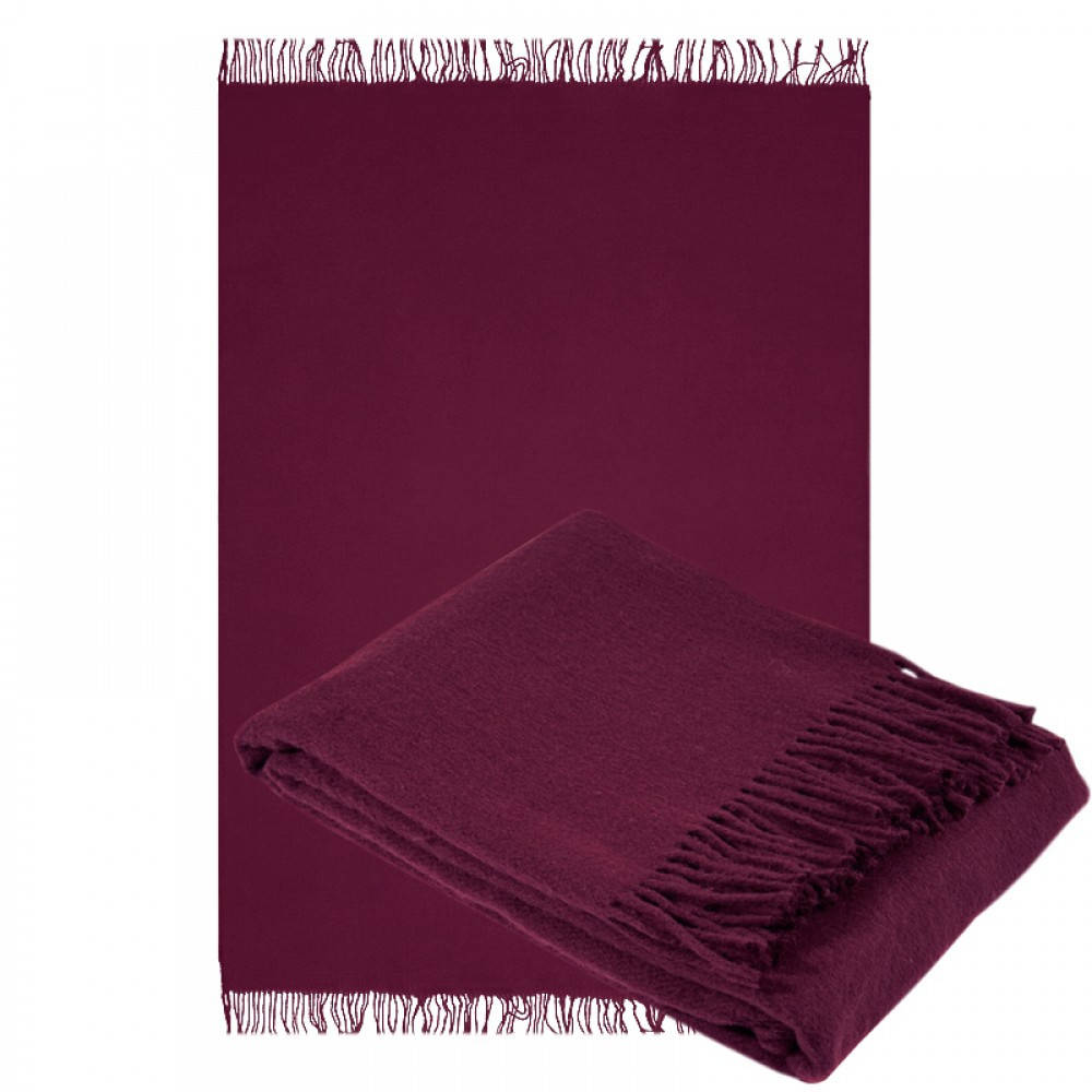 Плед з вовни мериноса вишневий 140х200, Бордовый 
Плед з вовни мериноса вишневий 140х200, Бордовый