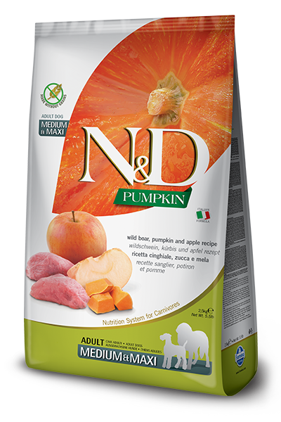 N&D GRAIN FREE PUMPKIN DOG BOAR & APPLE ADULT MEDIUM & MAXI 2,5 KG Беззерновой корм для собак среднихи и
N&D GRAIN FREE PUMPKIN DOG BOAR & APPLE ADULT MEDIUM & MAXI 2,5 KG Беззерновой корм для собак среднихи и
