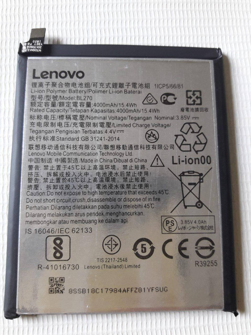 Оригинальный аккумулятор ( АКБ батарея ) BL270 для Lenovo K6 Note K53a48 | K6 Plus | K8 Note | K8 Plus 4000mAh
Оригинальный аккумулятор ( АКБ батарея ) BL270 для Lenovo K6 Note K53a48 | K6 Plus | K8 Note | K8 Plus 4000mAh