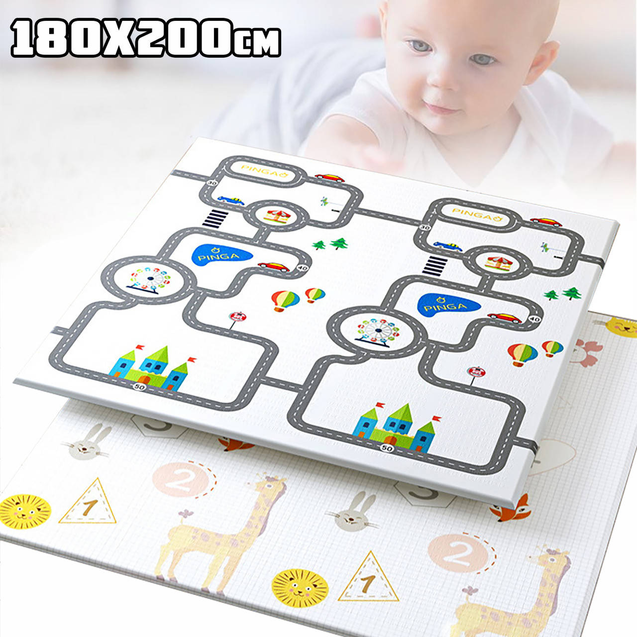 Детский игровой коврик двусторонний влагоотталкивающая поверхность Crawling Mat Животные, дорога 180х200см MND
Детский игровой коврик двусторонний влагоотталкивающая поверхность Crawling Mat Животные, дорога 180х200см MND