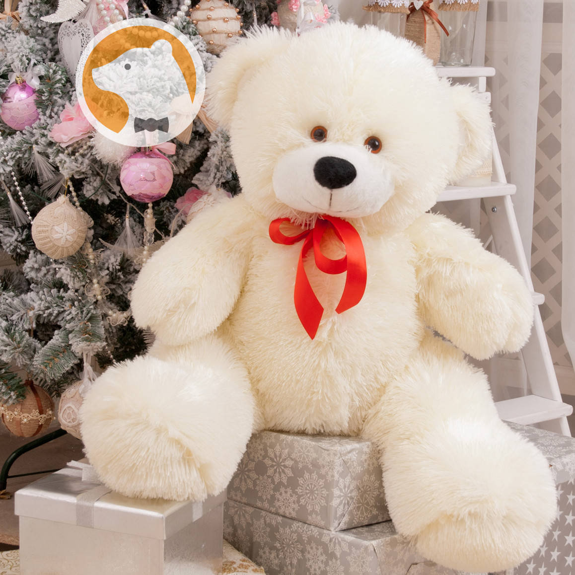 Плюшевый мишка Милашка 90 см, молочный, Бежевый 
Плюшевый мишка Милашка 90 см, молочный, Бежевый