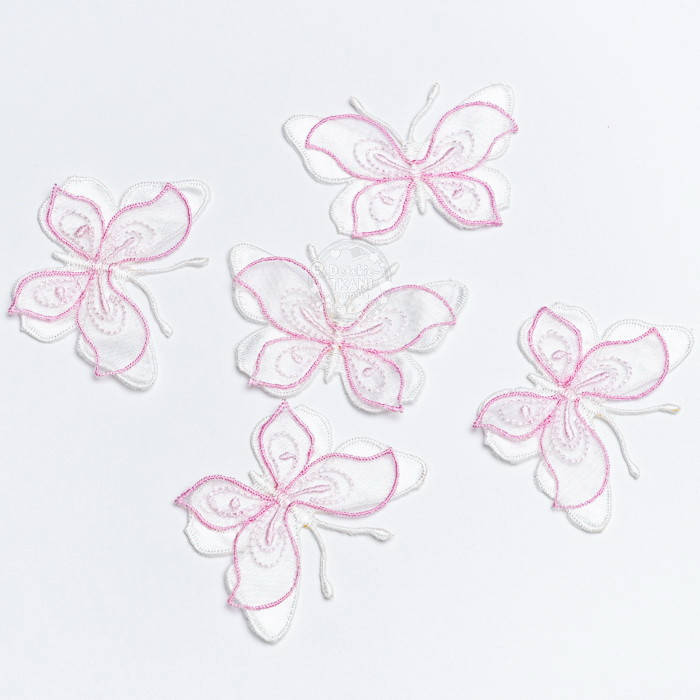 Декоративные розово-белые бабочки, размер 6 см, Розовый 
Декоративные розово-белые бабочки, размер 6 см, Розовый