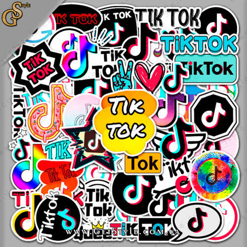 Набор наклеек ТикТок - "TikTok" - 50 шт, Разные цвета 
Набор наклеек ТикТок - "TikTok" - 50 шт, Разные цвета