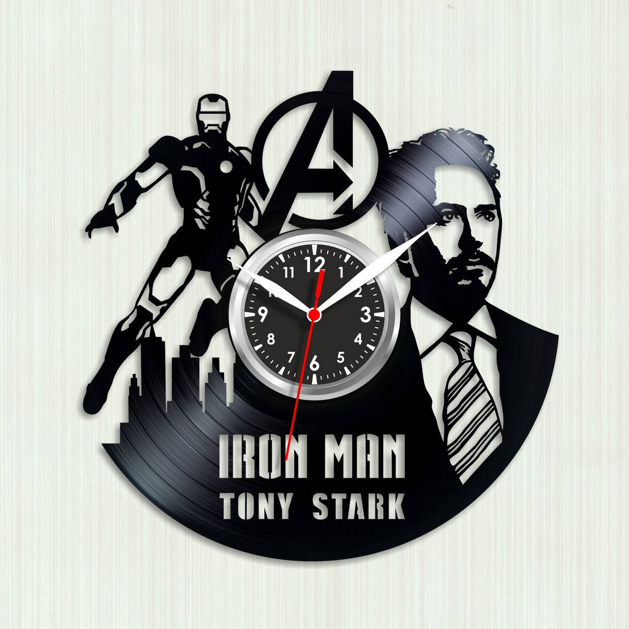 Часы Iron Man Часы настенные Железный человек Тони Старк силуэт Tony Stark Часы виниловые Супергерой Марвел
Часы Iron Man Часы настенные Железный человек Тони Старк силуэт Tony Stark Часы виниловые Супергерой Марвел